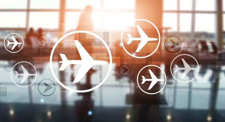 Airplane logo on glass