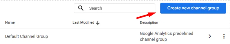 Create new channel group GA4