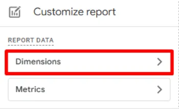 Dimensions custom report GA4
