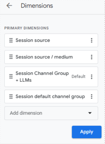 Apply Dimensions GA4