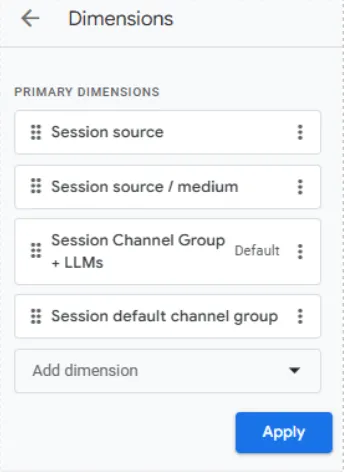 Apply Dimensions GA4