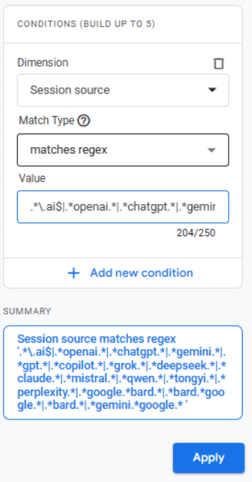 Apply Session Source GA4