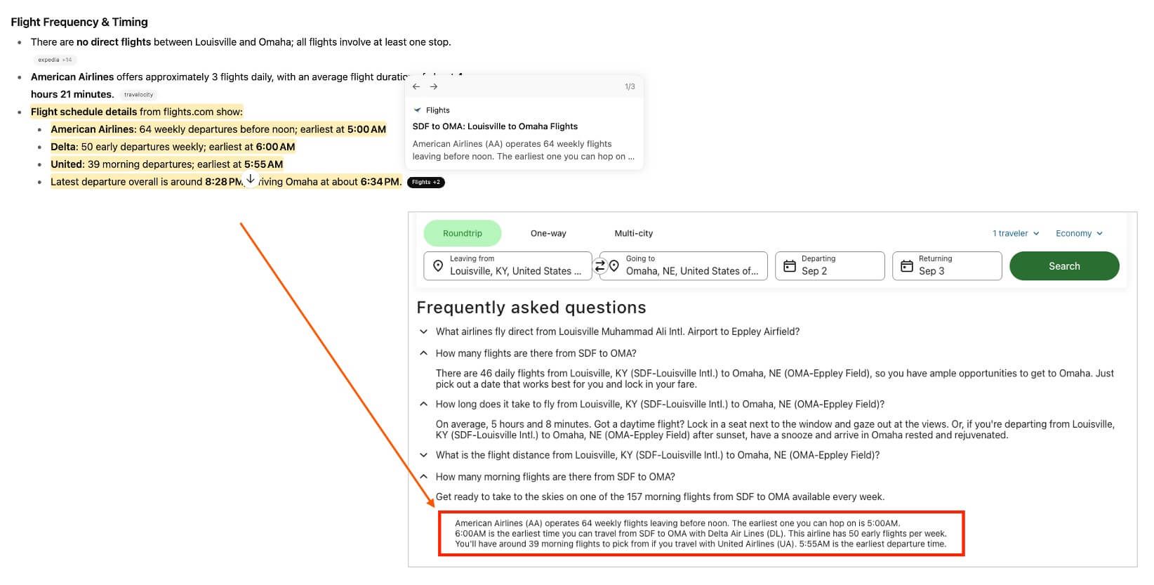 Flights.com's FAQs about flight frequency