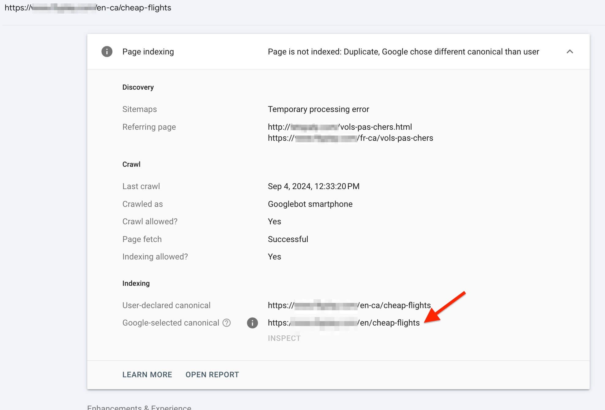 Google-selected canonical example