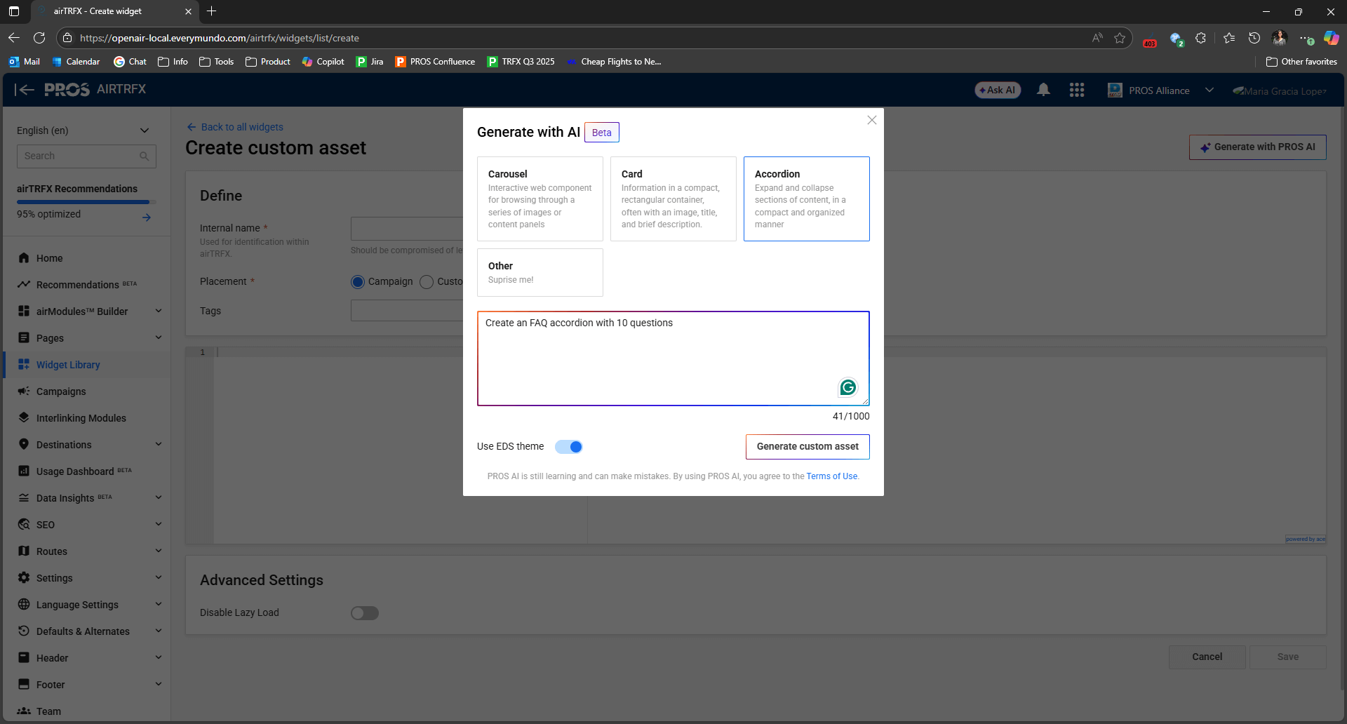 airTRFX - Widget Library AI