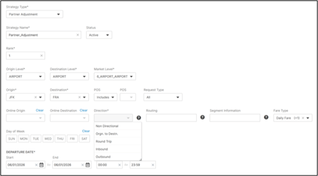 Partner Adjustment with Direction Example