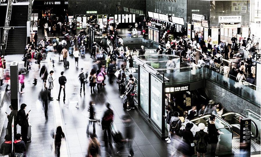 A lot of people at a station