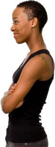 Afro american woman with black T-shirt