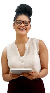 A woman with glasses