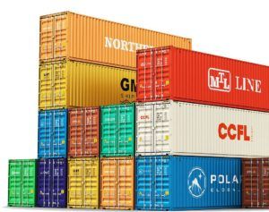 Cargo containers in different colours