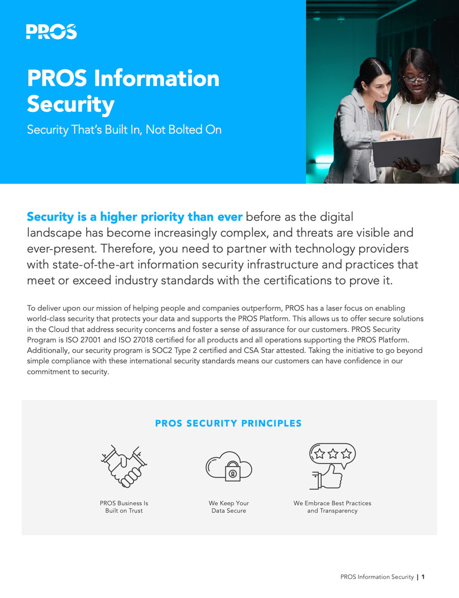 Cover page to PROS Information Security datasheet